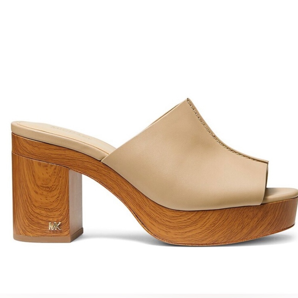 Michael Kors Aldrich Wood & Leather Platform Mules!